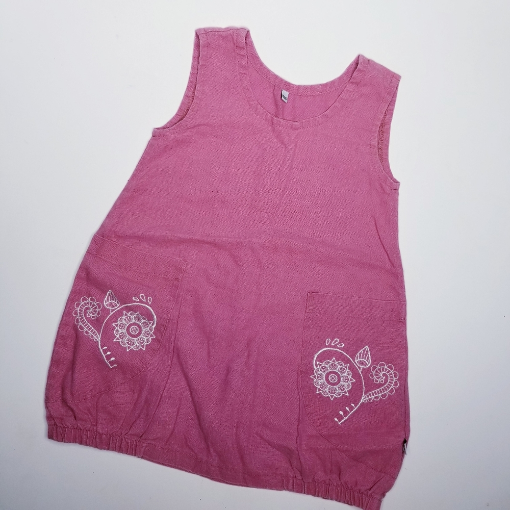 Linen embroidered sleevless tunic top size 5-6